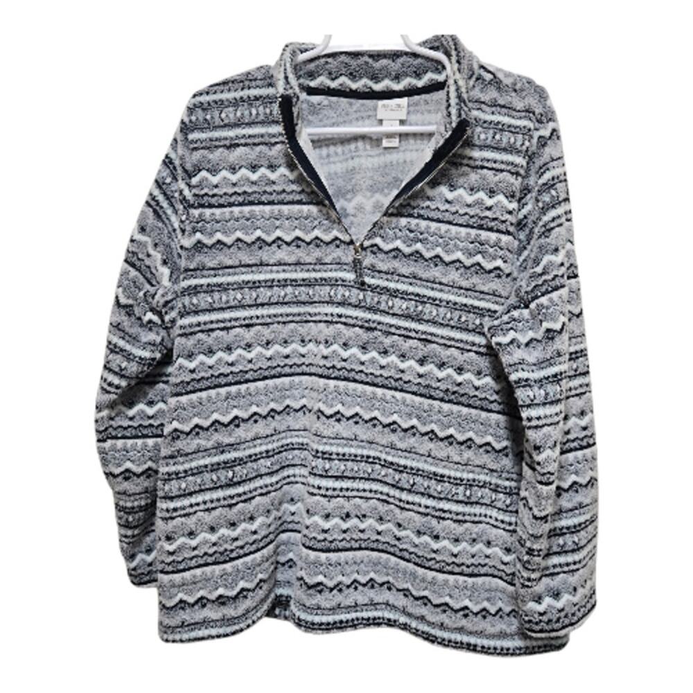 Chico’s Weekends Fair Isle Plush Quarter Zip Pullover Size 3